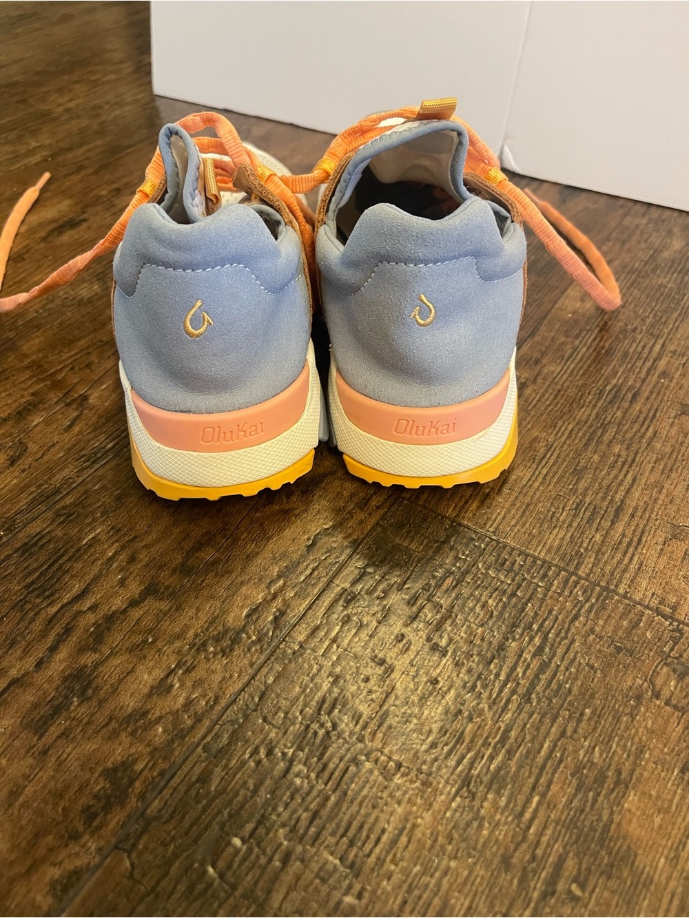 OluKai Kids Light Blue & Coral Accent Lace-Up Sneakers
